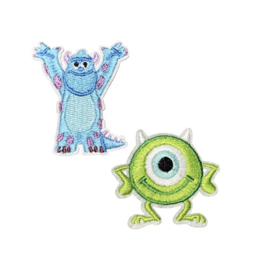 Monsters Inc. Mike and Sully Characters Embroidered Iron on Patch Set of 2